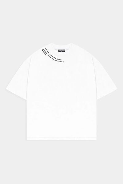 Yaka Baskılı Basic Unisex Tişört