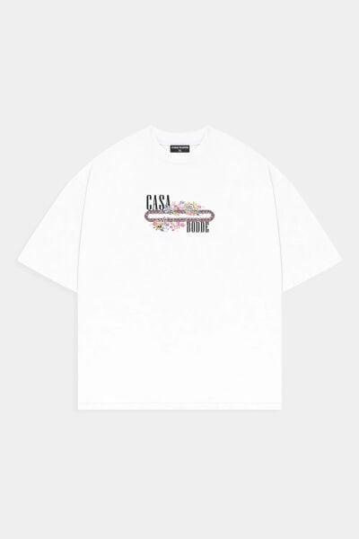 Çiçek Logo Baskılı Unisex Tişört
