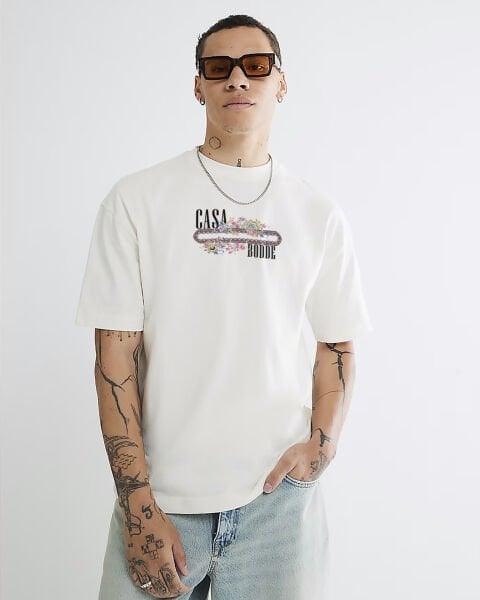 Çiçek Logo Baskılı Unisex Tişört